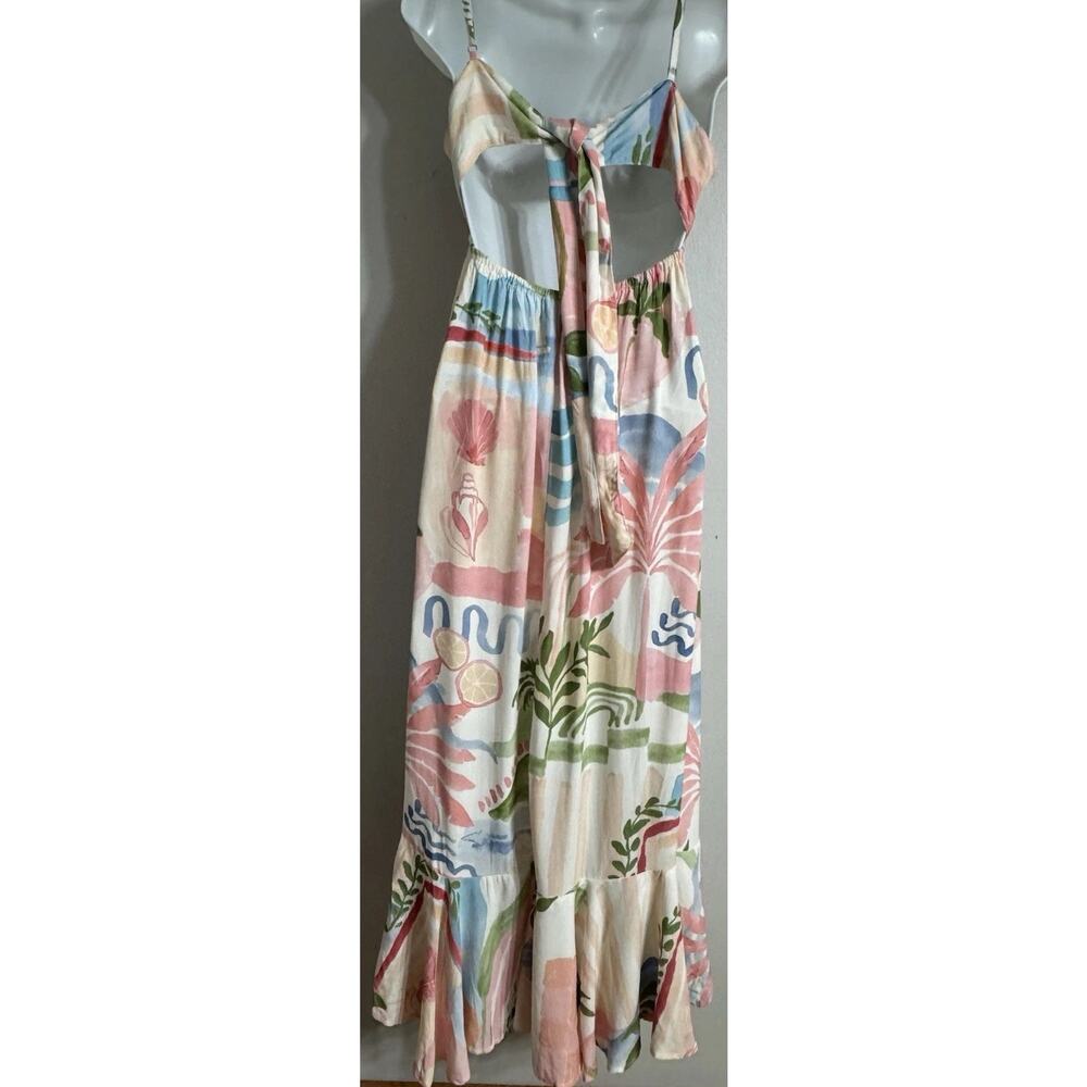 Paper Heart Maxi Dress Women’s XS Island Tropical Print Cut Out Ruffle Hem NWT - Picture 9 of 14